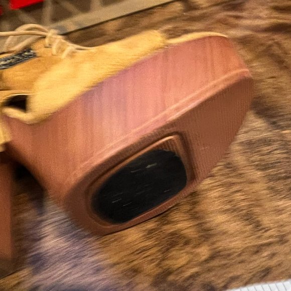 Lace Up Fringe Chunky Heels - Picture 3 of 7